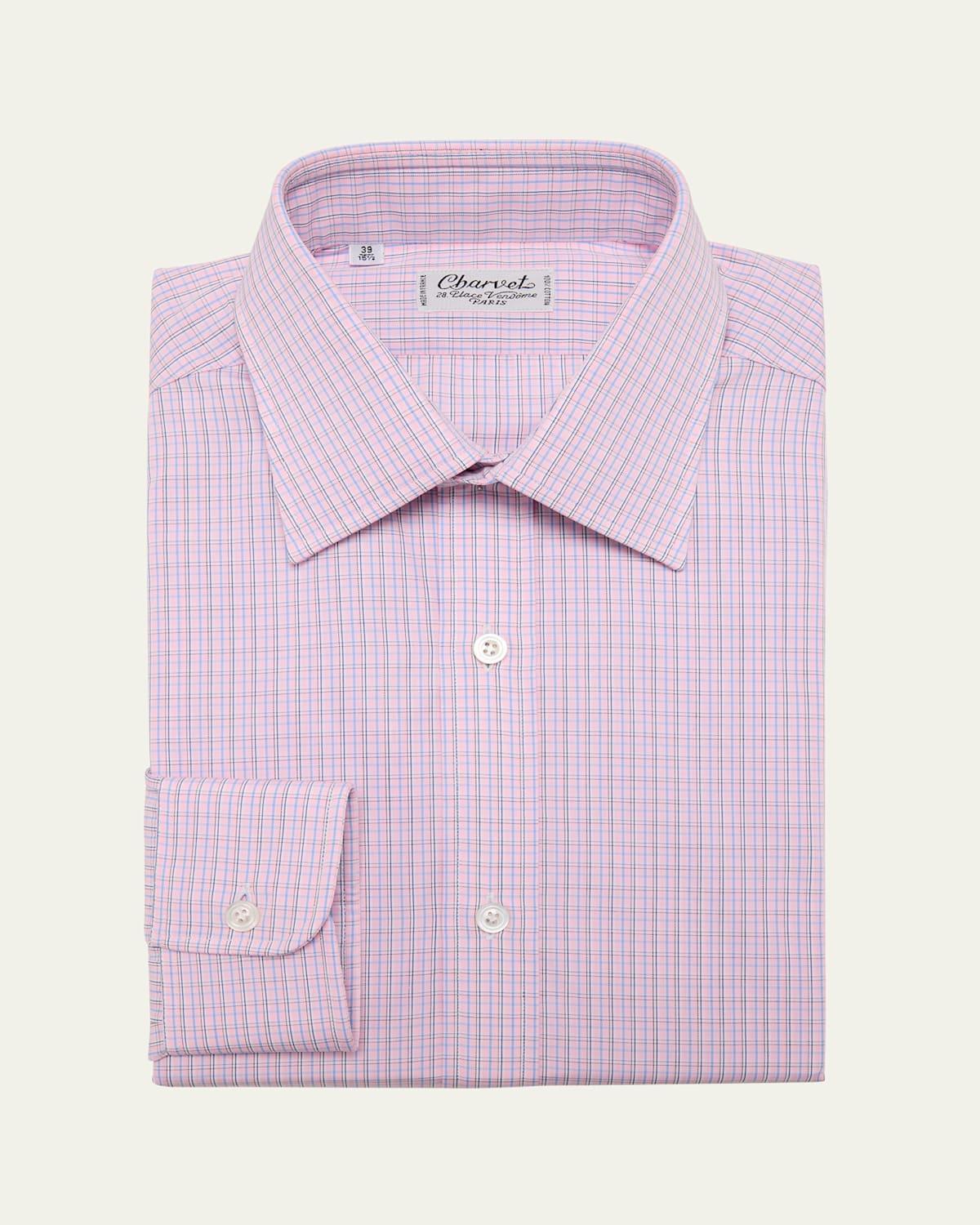 Mens Cotton Graph Check Dress Shirt Product Image