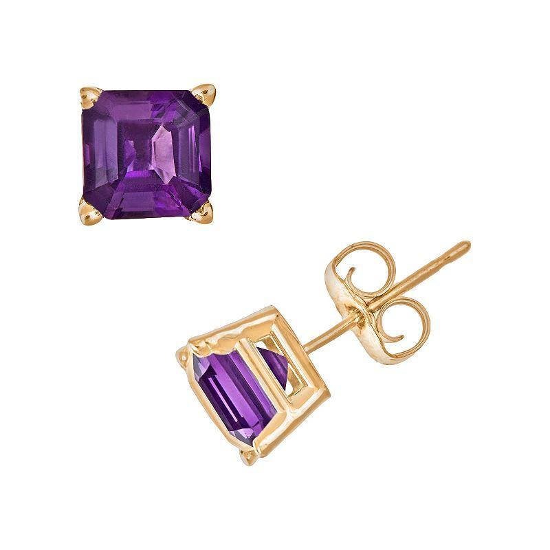 Celebration Gems 14k Gold African Amethyst Stud Earrings, Womens, Purple Product Image