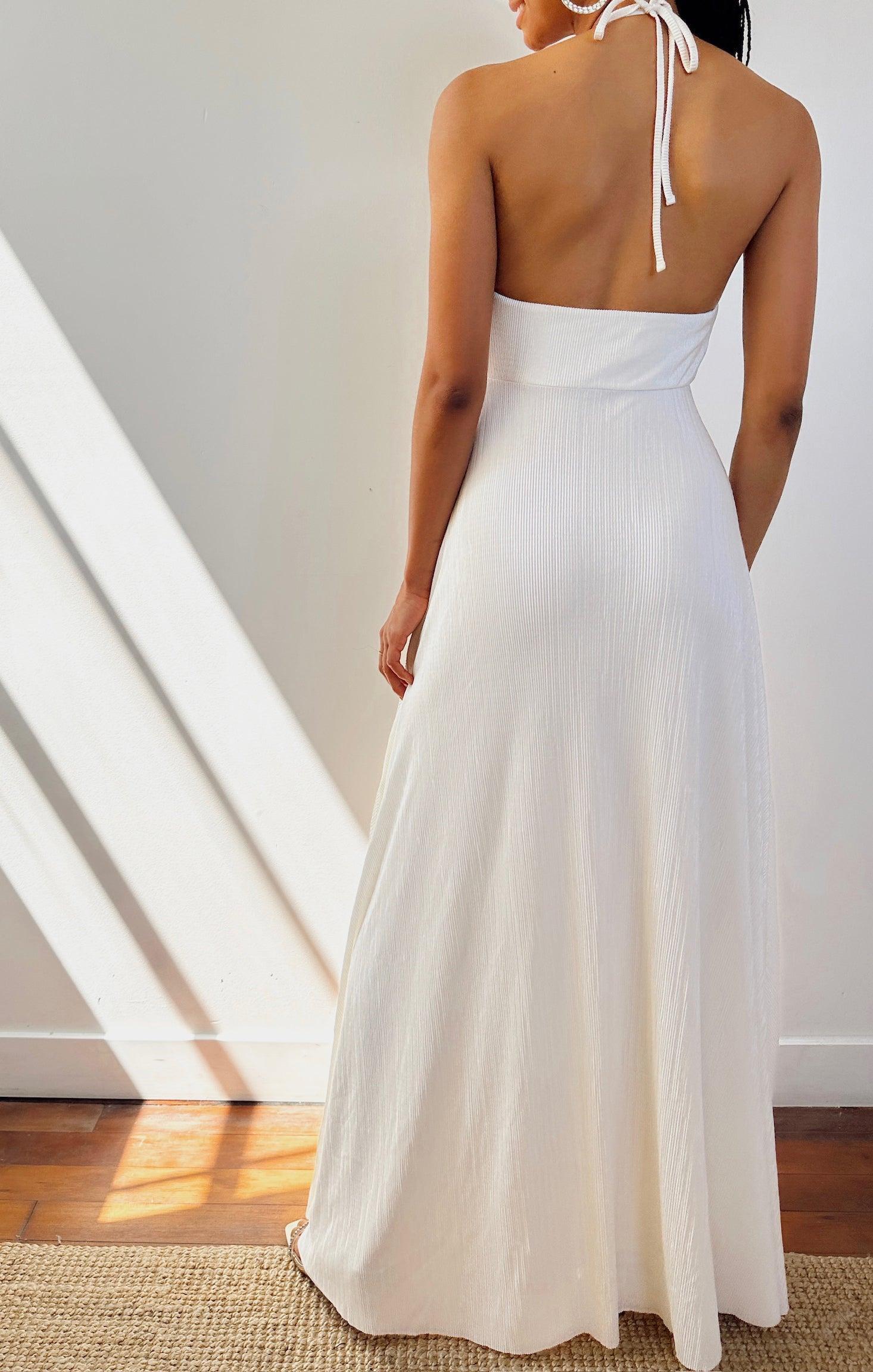 Paros Maxi Dress ~ Ivory Pleat Product Image