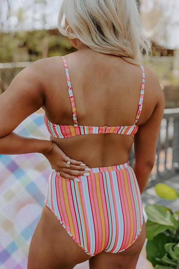 Pina Colada Please High Waist Stripe Bikini Bottom Product Image