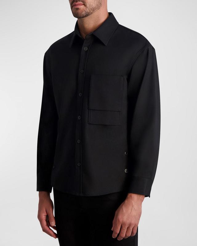 Karl Lagerfeld Paris Solid Stretch Button-Up Overshirt Product Image