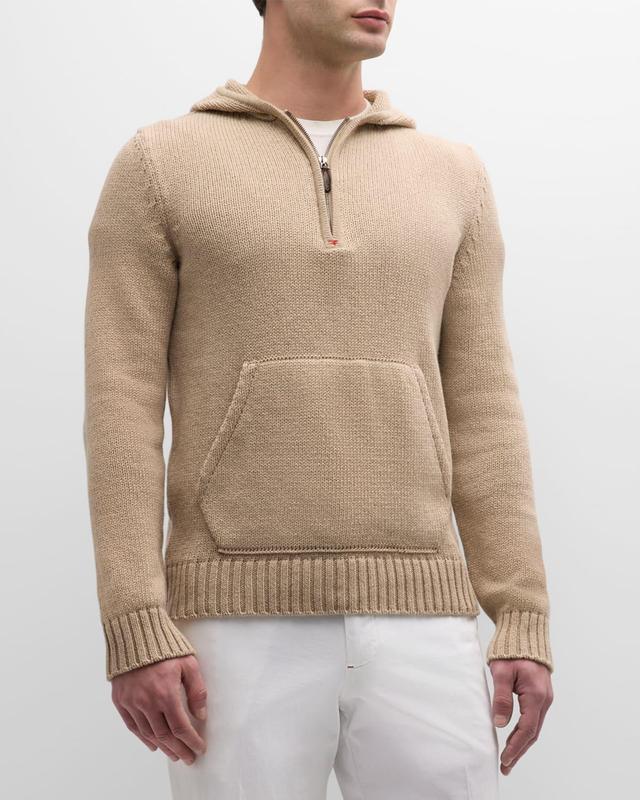 Mens Cashmere-Cotton Knit Half-Zip Hoodie Product Image