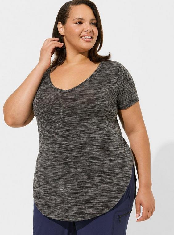 Lyocell V-Neck Short Sleeve Active Tunic Product Image