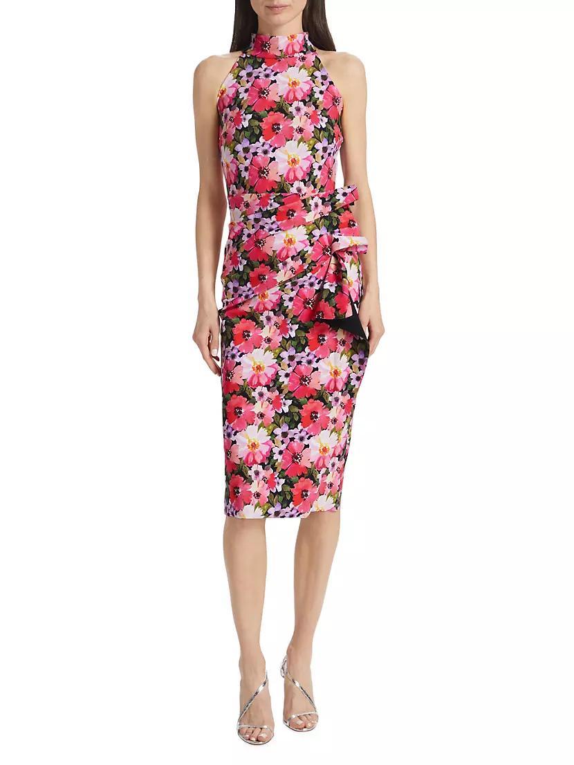 Floral Gathered Halter Midi-Dress Product Image