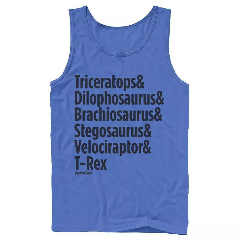 Mens Jurassic Park Dinosaur Names Tank Top Product Image