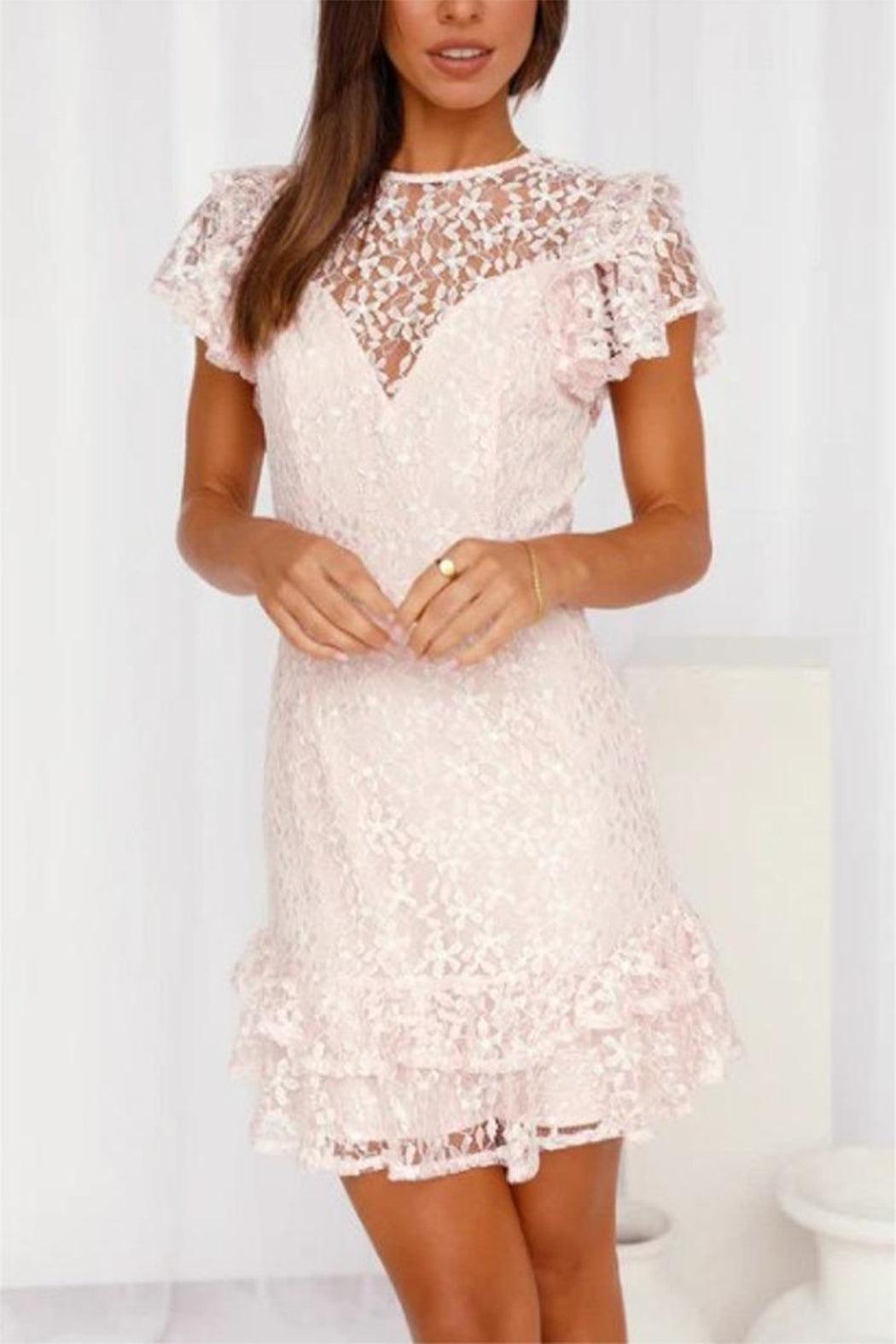 Pink Lace Dress Female Product Image