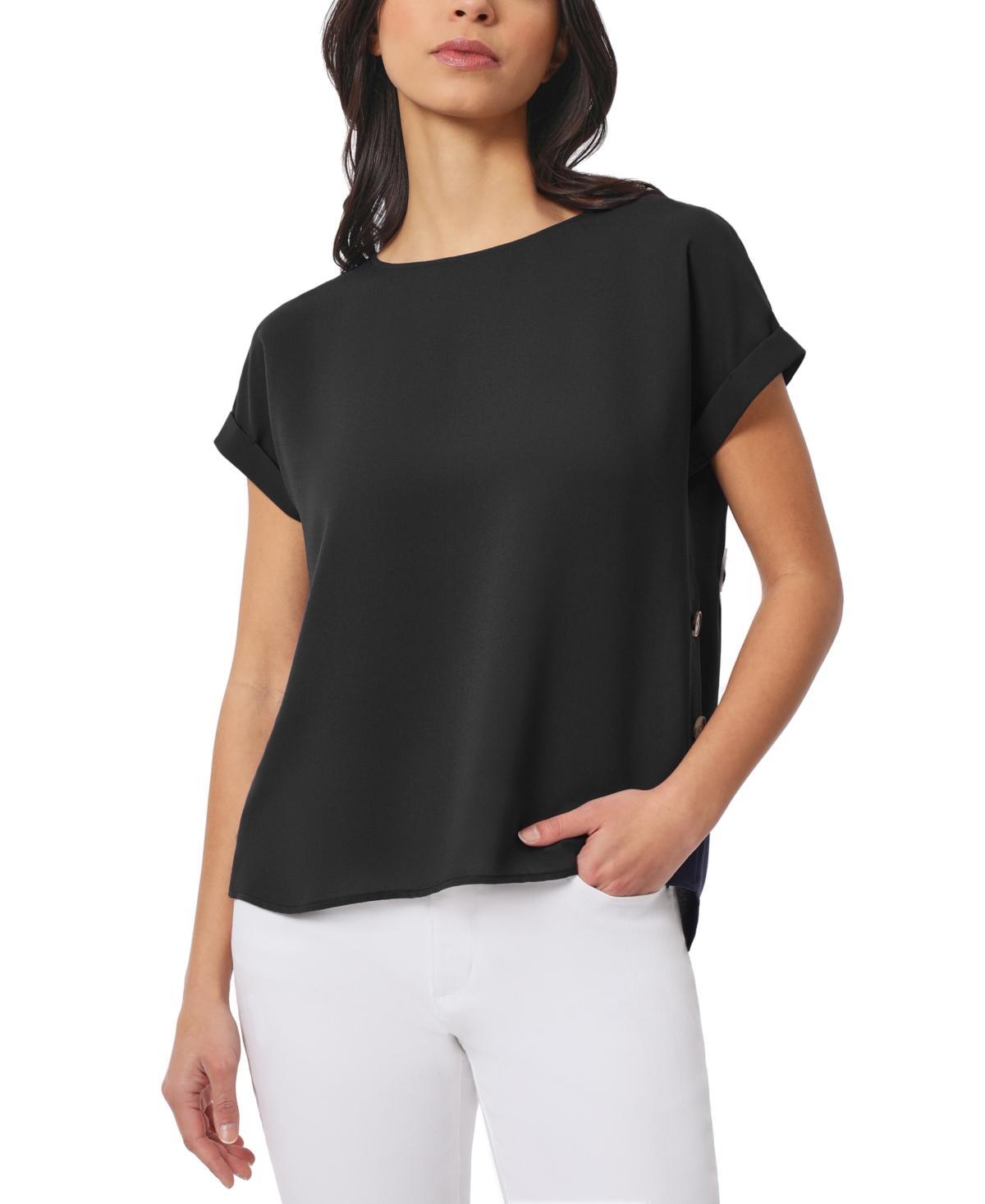 Jones New York Womens Short-Sleeve Button-Detail Top, Regular & Petite Product Image