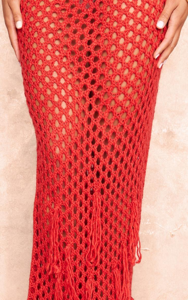 Burnt Orange Crochet Maxi Skirt Product Image