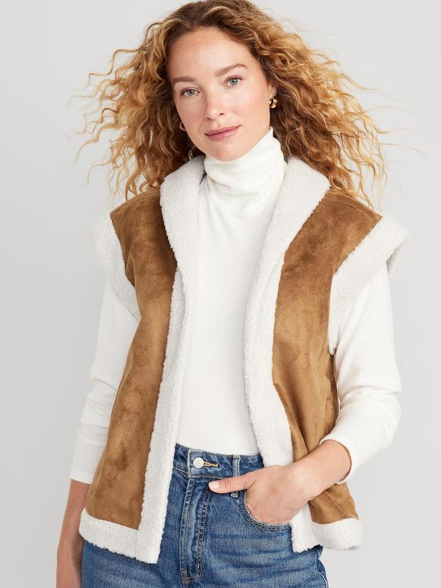 Faux-Suede Sherpa-Trim Vest Product Image