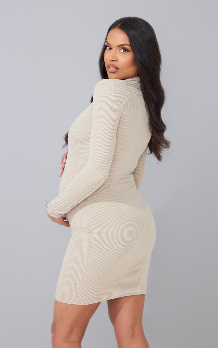 Maternity Stone Plunge Polo Neck Mini Dress Product Image