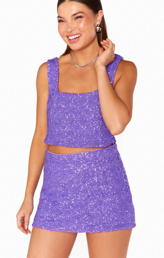 Tara Crop Top ~ Violet Sequins Product Image