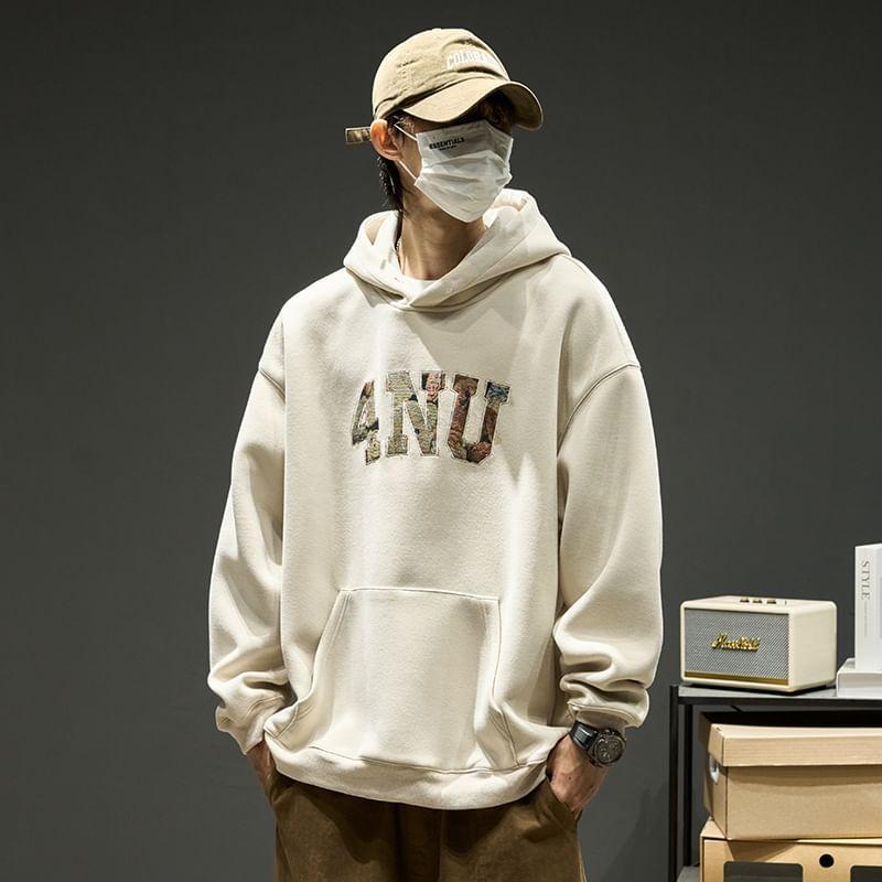 Lettering Embroidered Hoodie Product Image