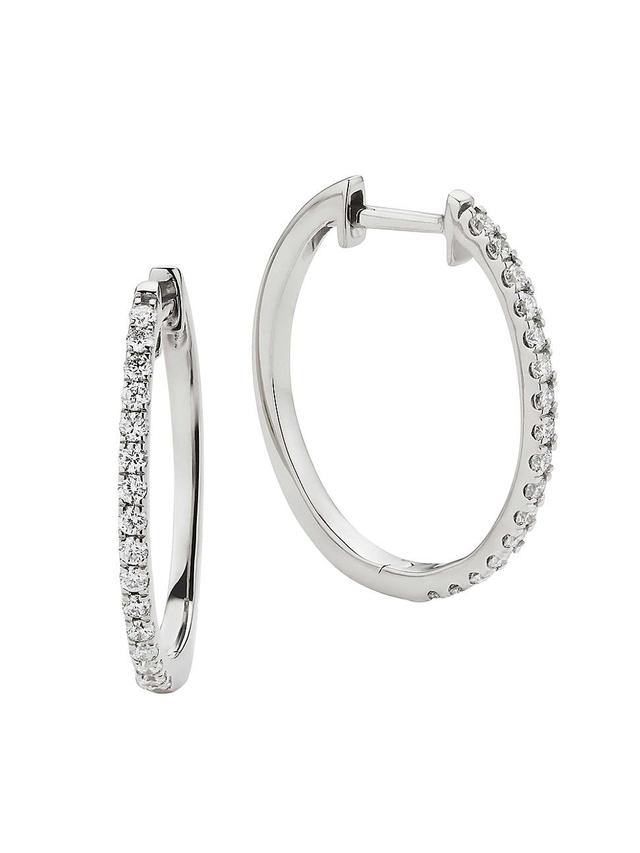 Womens 14K White Gold Shine Bright Large Diamond Hoops Product Image