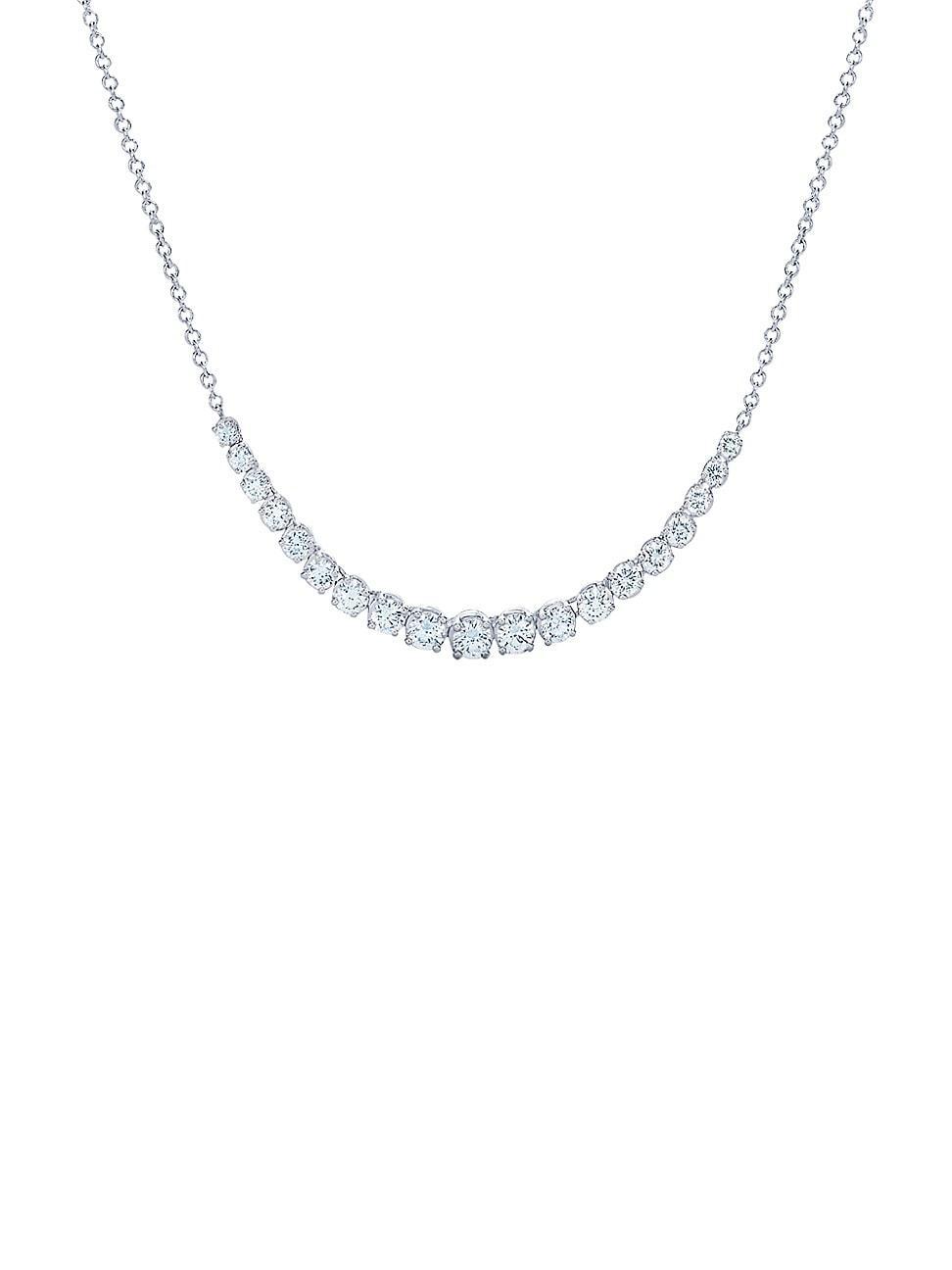 Womens Riviera 18K White Gold & Diamond Line Graduated Necklace Product Image