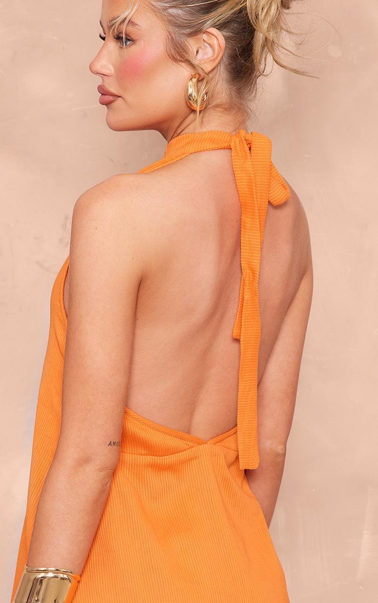 Orange Textured Halterneck Shift Dress Product Image