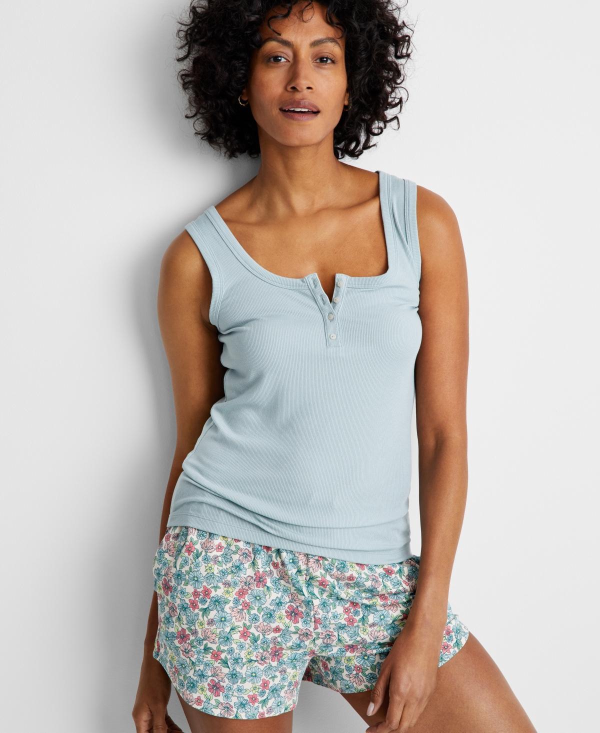 State of Day Womens Ribbed Henley Modal Sleep Tank Top Xs-3X, Created for Macys Product Image