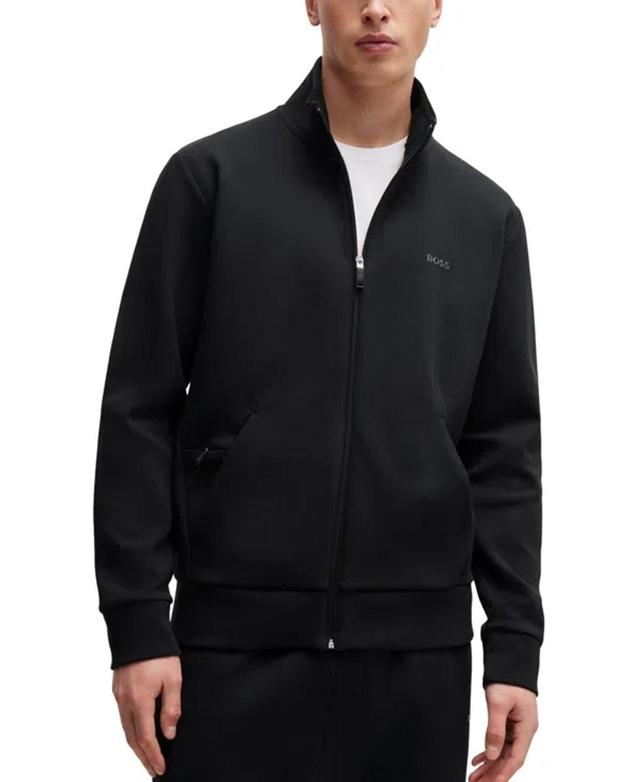 Boss By  Men's Logo Print Zip-up Sweatshirt In Black Product Image