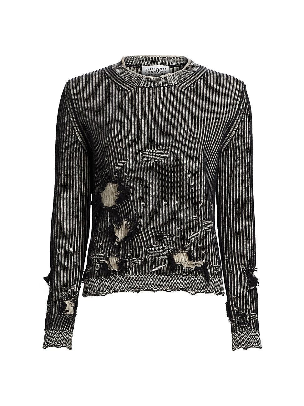 Womens Wool-Blend Destroyed Crewneck Sweater Product Image