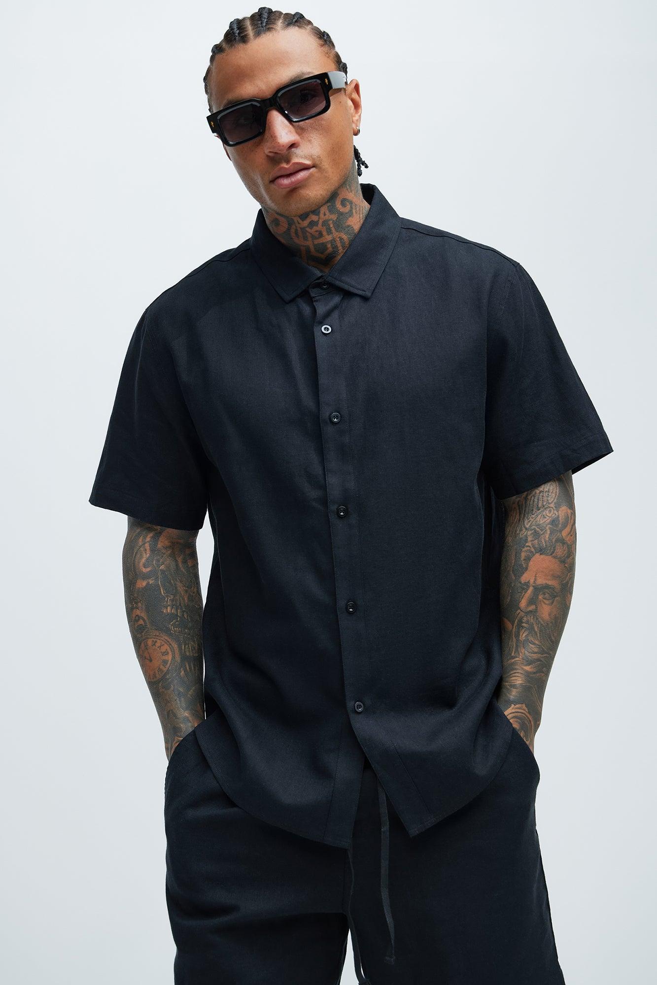 Bahamas Linen Classic Button Up Shirt - Black product image