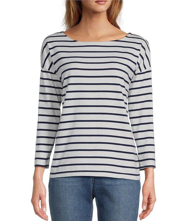 L.L.Bean Heritage Mariner Striped Boat Neck 3/4 Sleeve Tee Product Image