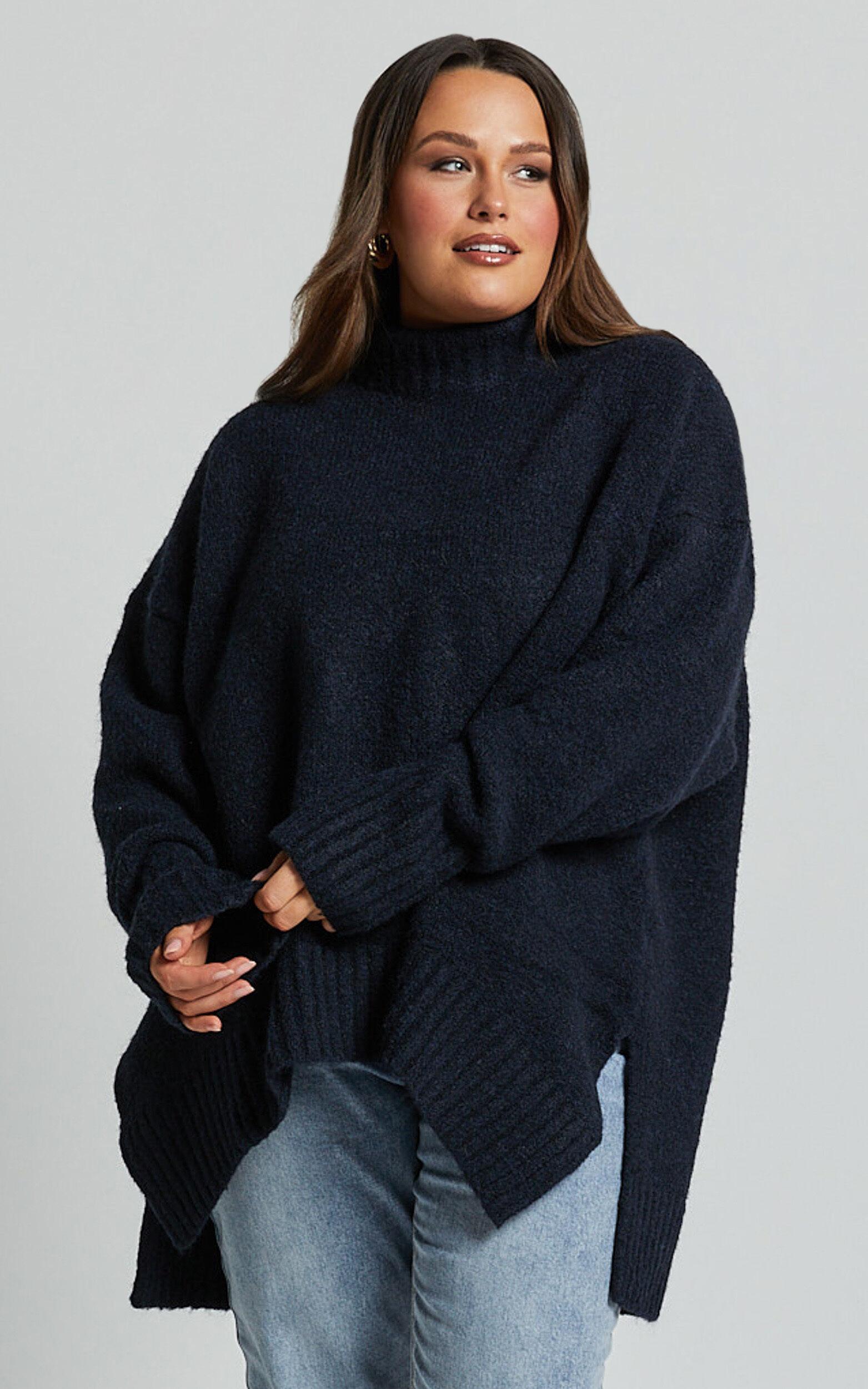 Luella Jumper - Oversized Turtle Neck Jumper in Navy Product Image