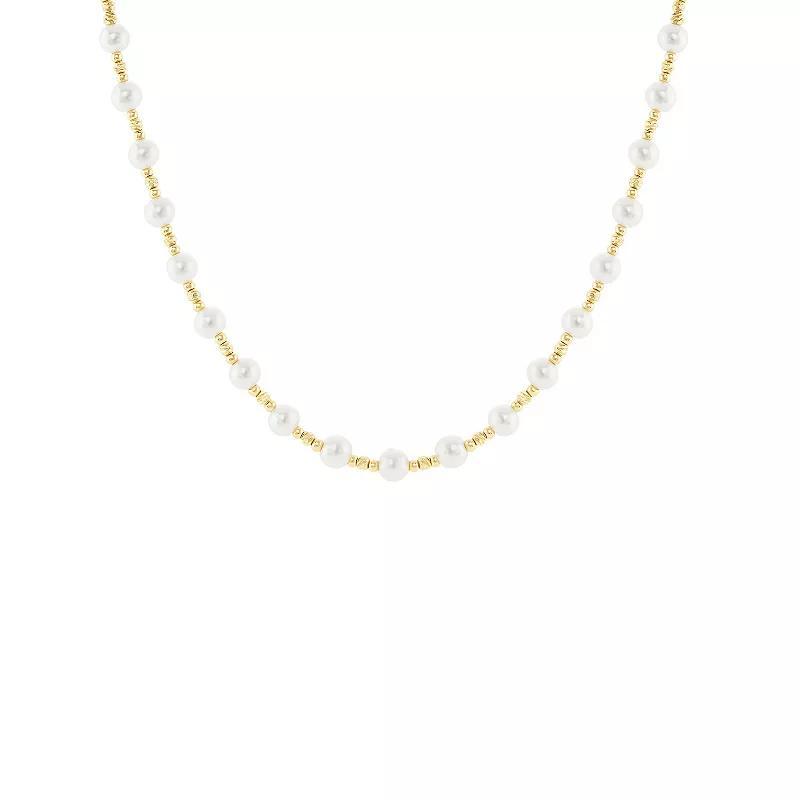 Emberly Gold Tone Simulated White Pearl Beaded Adjustable Necklace, Womens Product Image