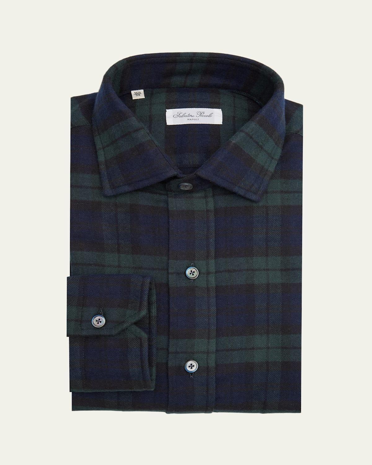 Mens Black Watch Plaid Cotton Sport Shirt Product Image