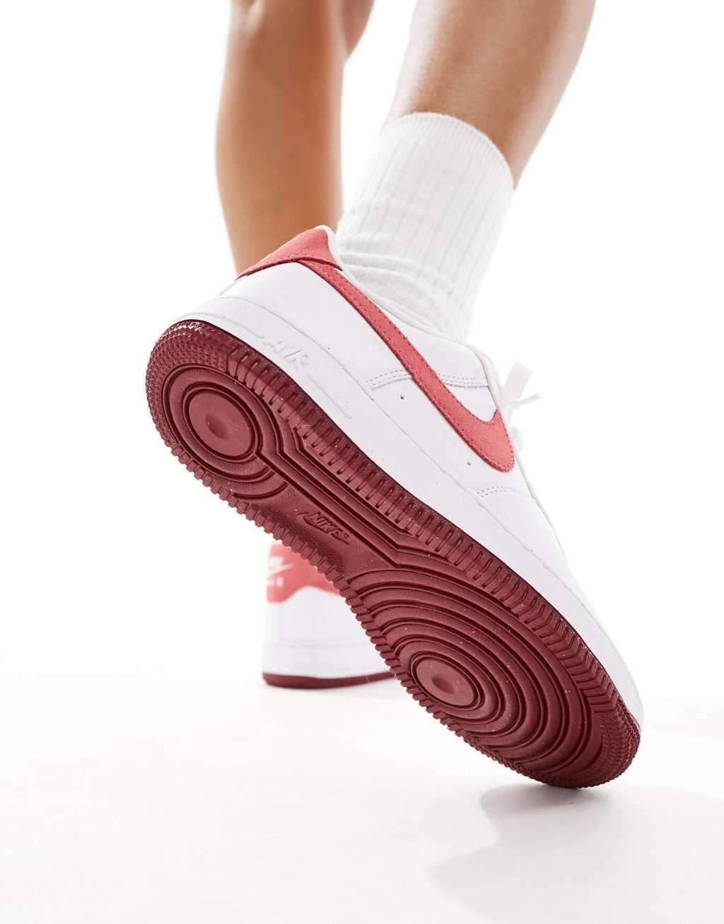 Nike Womens Nike Air Force 1 07 V Day - Womens Shoes White/Adobe/Team Red Product Image