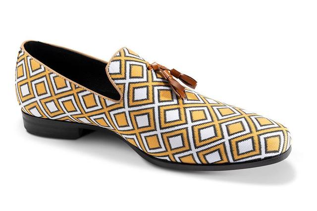 Gold Windowpane Tassel Loafer Product Image