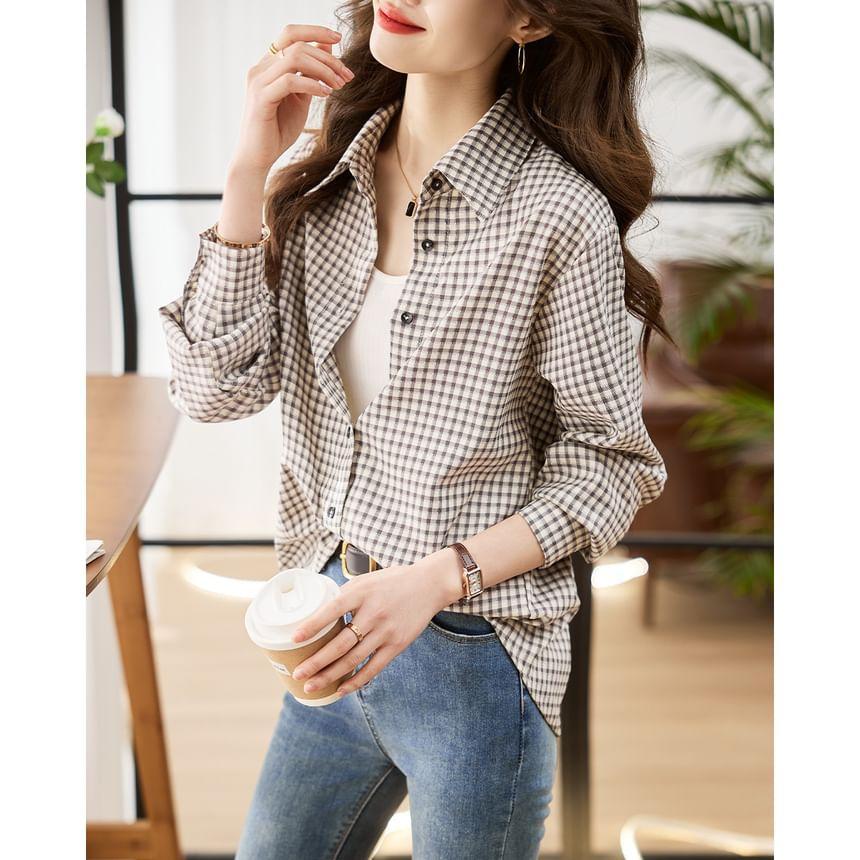 Long-Sleeve Plaid Shirt Product Image