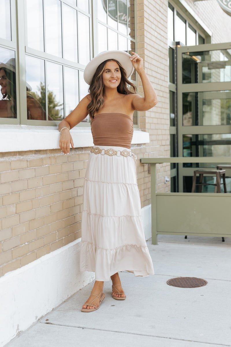 Light Mocha Jersey Ruched Tube Top - FINAL SALE Product Image