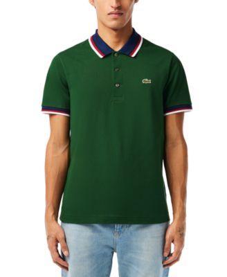 Lacoste Mens Classic Fit Striped Trim Short Sleeve Polo Shirt Product Image