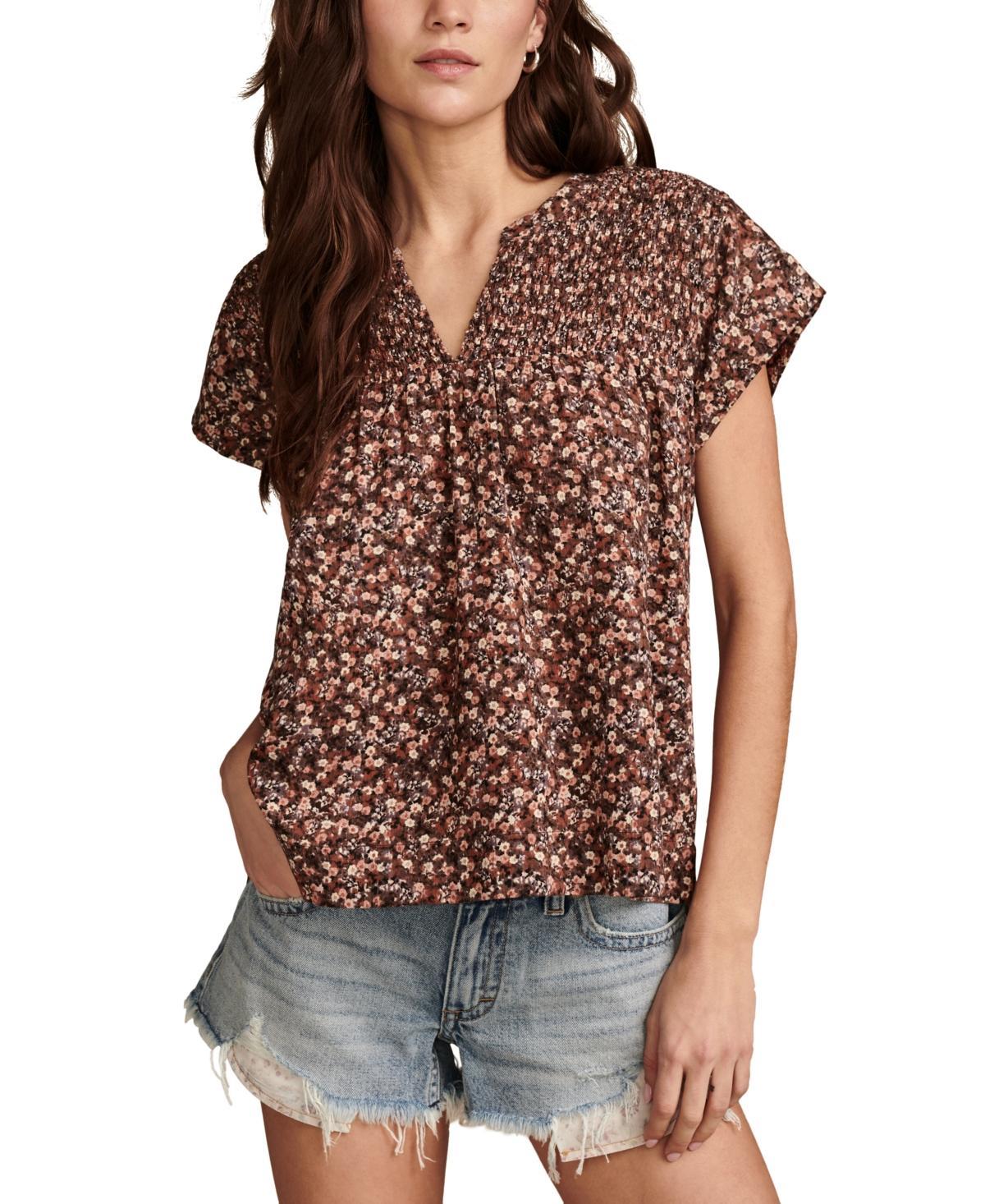 Women's Printed Smocked Short-Sleeve Top Product Image