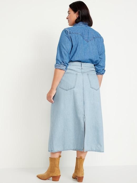 High-Waisted Wow Jean Midi Skirt Product Image