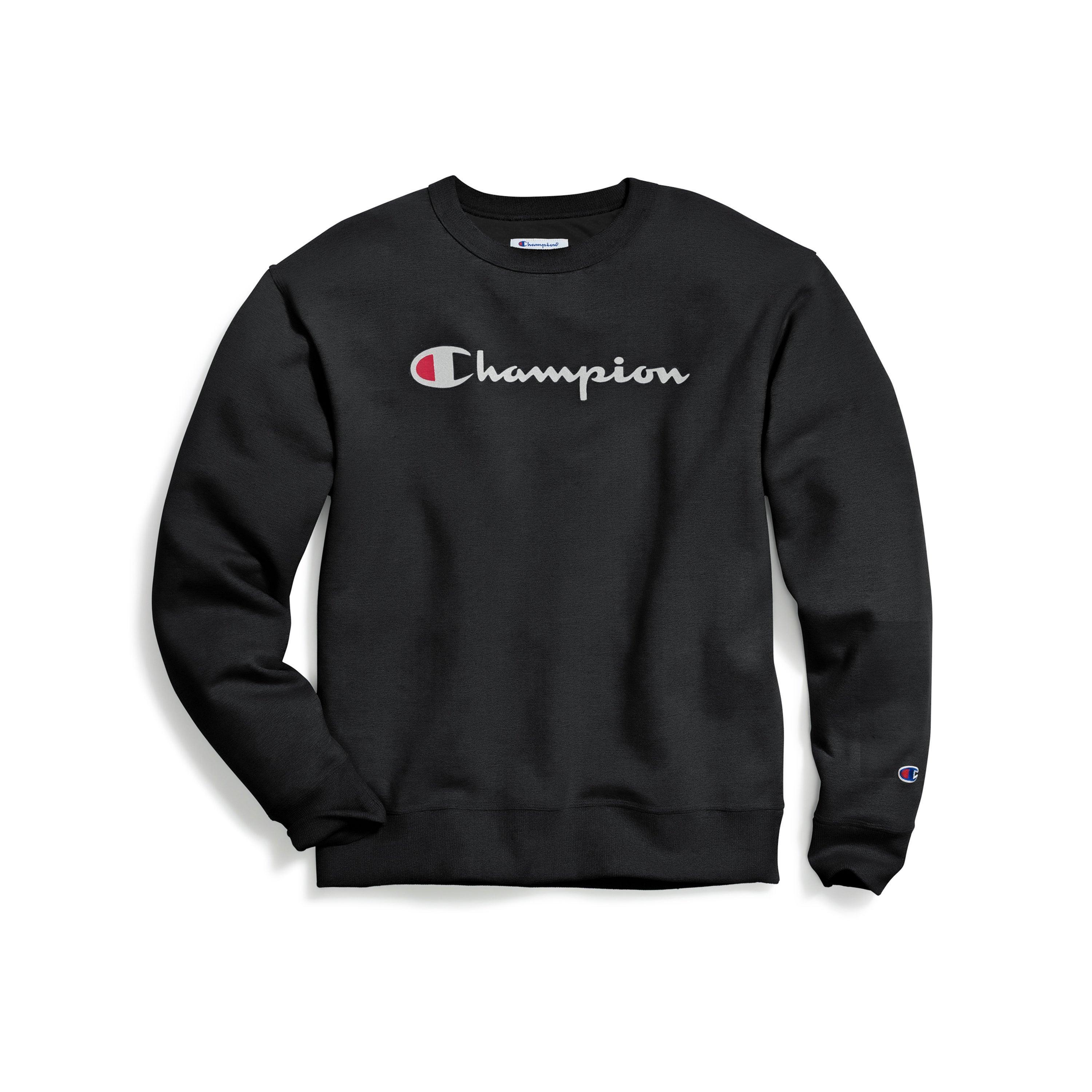 Mens Champion Powerblend Crewneck Sweatshirt, Classic Script White M Product Image