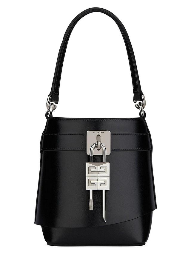 Womens Micro Shark Lock Bucket Bag In Box Leather Product Image