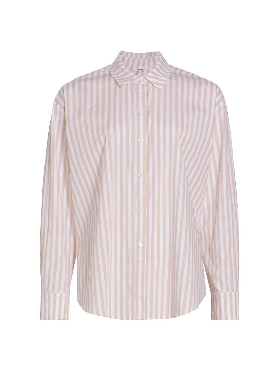 Womens Avril Striped Button-Front Shirt Product Image