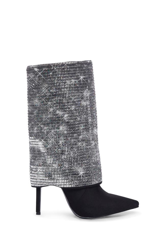 Azalea Wang Rhinestone Stiletto Boots - Silver Product Image