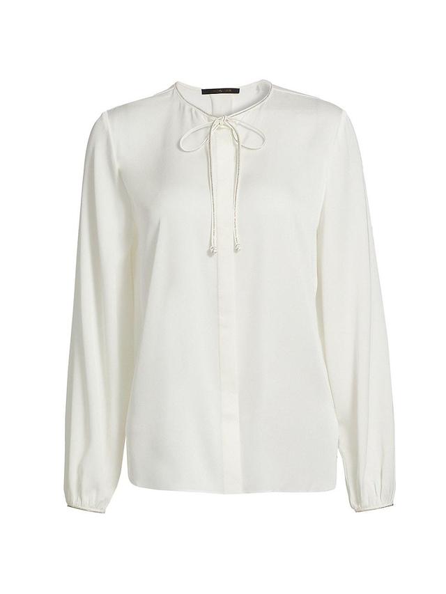 Womens Eliza Stretch Silk Tieneck Blouse Product Image