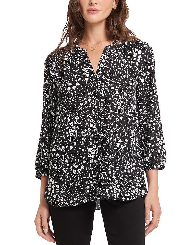 Nydj Three Quarter Sleeve Printed Pintucked Back Blouse Product Image