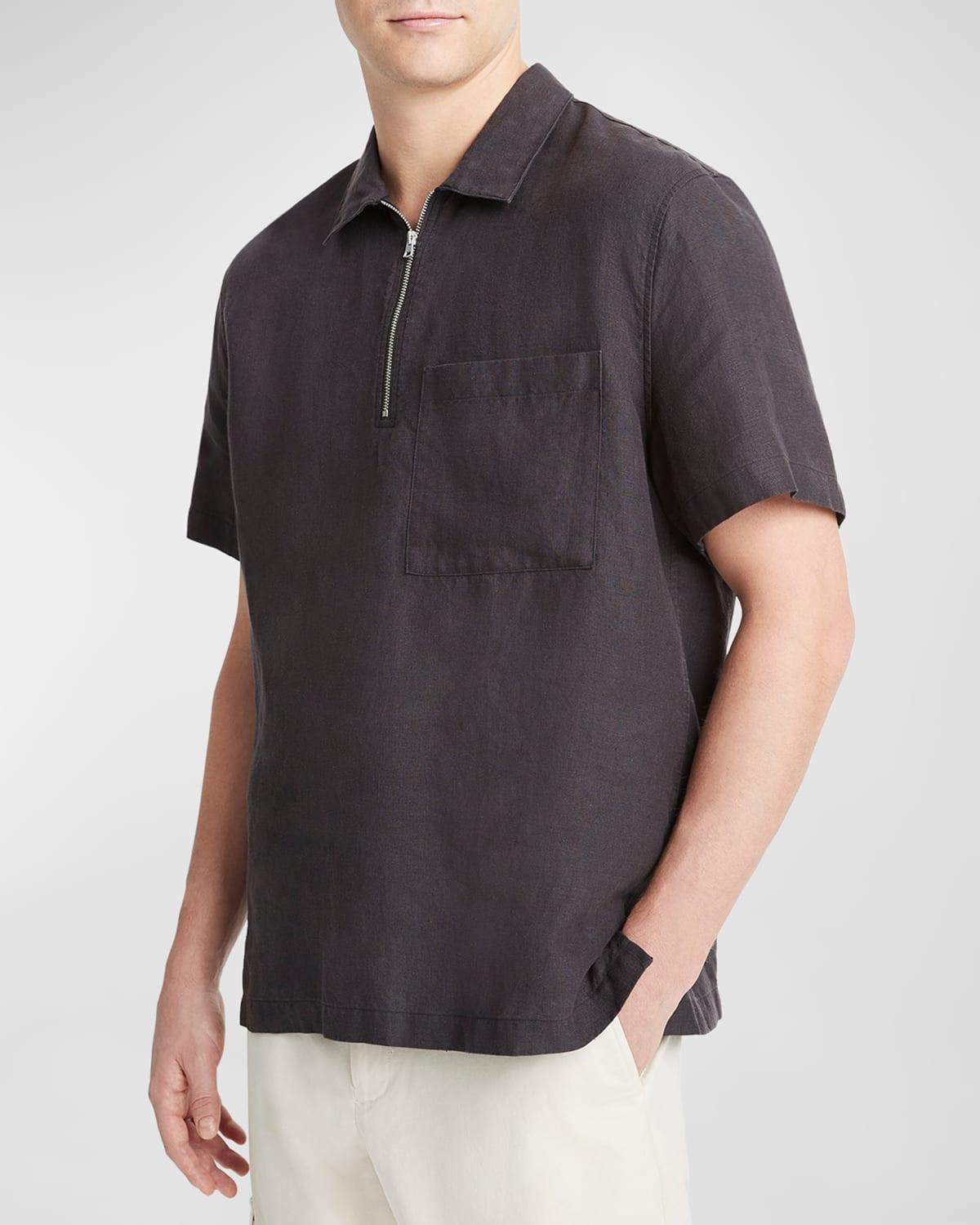 Mens Hemp Relaxed-Fit Quarter-Zip Shirt Product Image