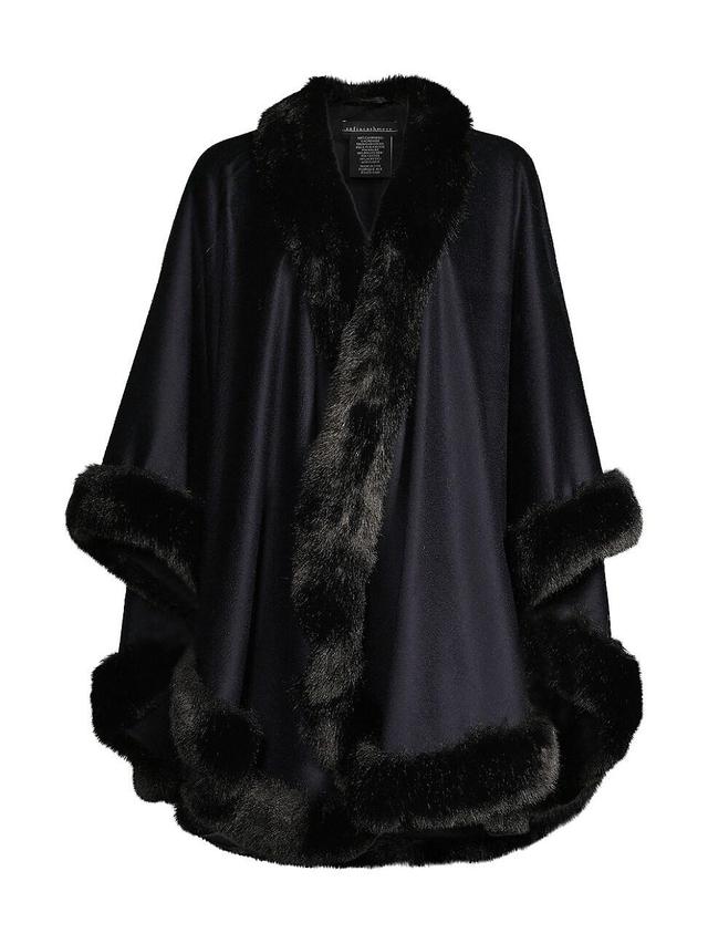 Womens Faux Fur & Cashmere U-Cape Product Image