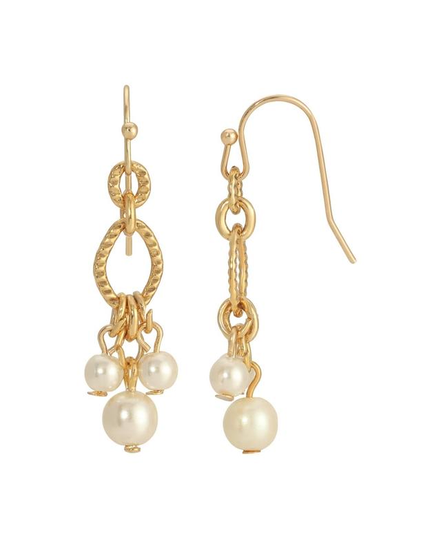 1928 Gold Tone Simulated Pearl Drop Earrings, Womens, White Product Image