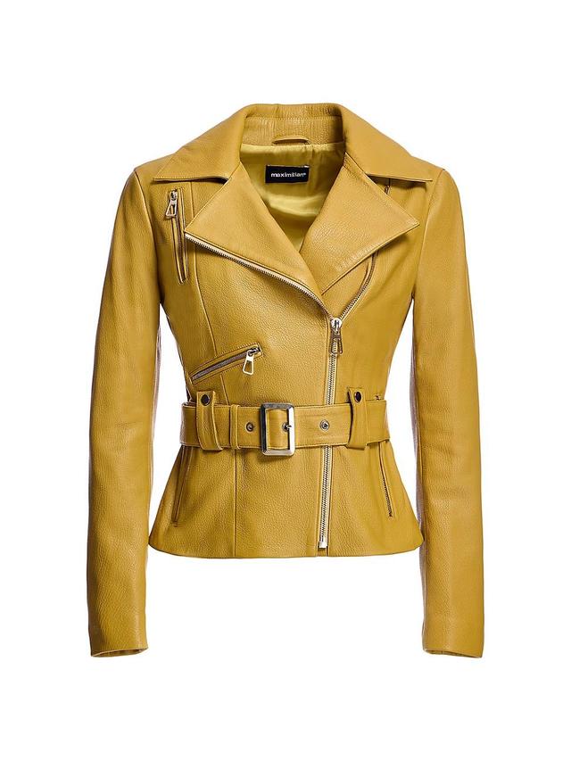 Womens Leather Moto Jacket Product Image