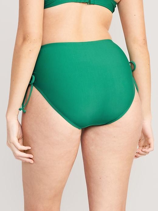 High-Waisted Tie-Cinched Bikini Swim Bottoms Product Image