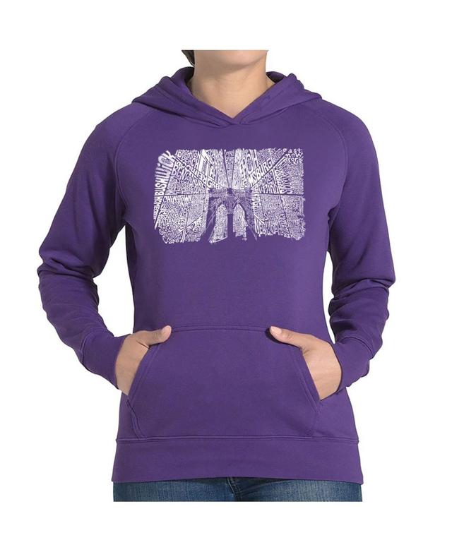 La Pop Art Womens Word Art Hooded Sweatshirt - Brooklyn Bridge Product Image