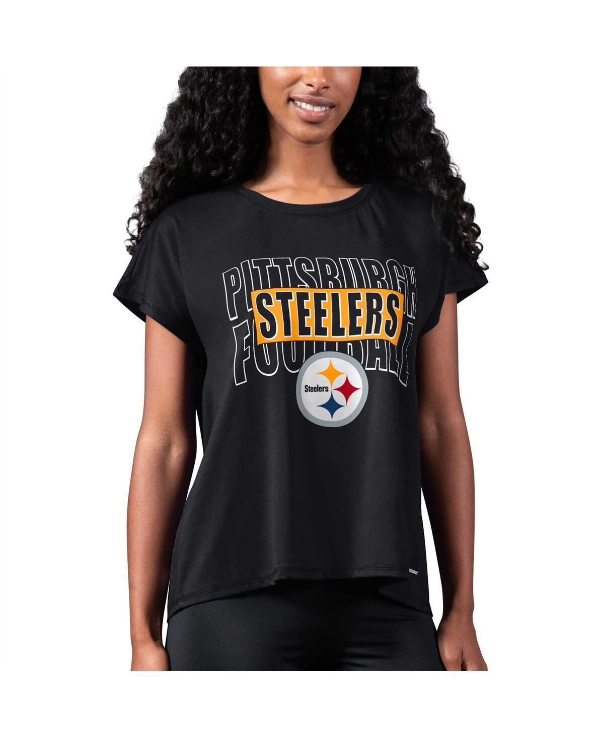 Msx by Michael Strahan Womens Black Pittsburgh Steelers Abigail Back Slit T-Shirt Product Image