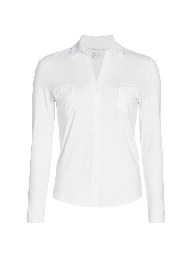 Womens Soft Touch Long-Sleeve Pocket Shirt Product Image