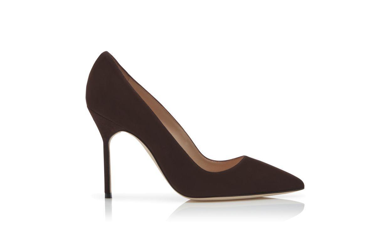 BB Chocolate Brown Suede Pointed Toe Pumps Product Image