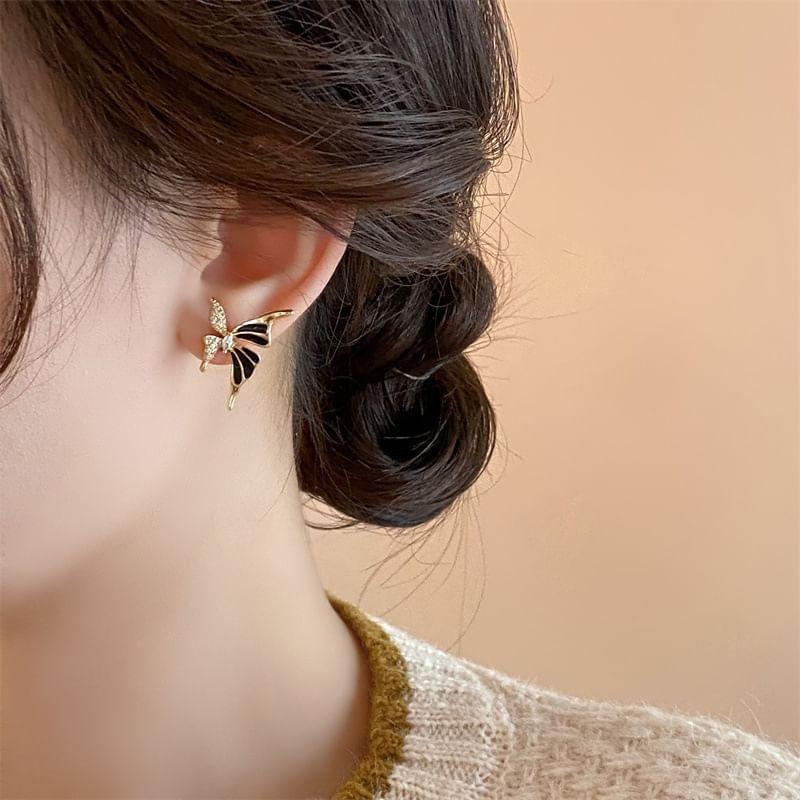 Butterfly Rhinestone Alloy Stud Earring Product Image